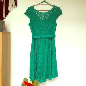 Green garden party summer dress
